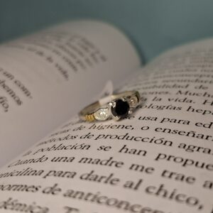 Anillo Plata y Oro Cubic Negro Engarzado