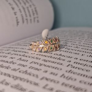 Anillo Hoja Cubic Multicolor