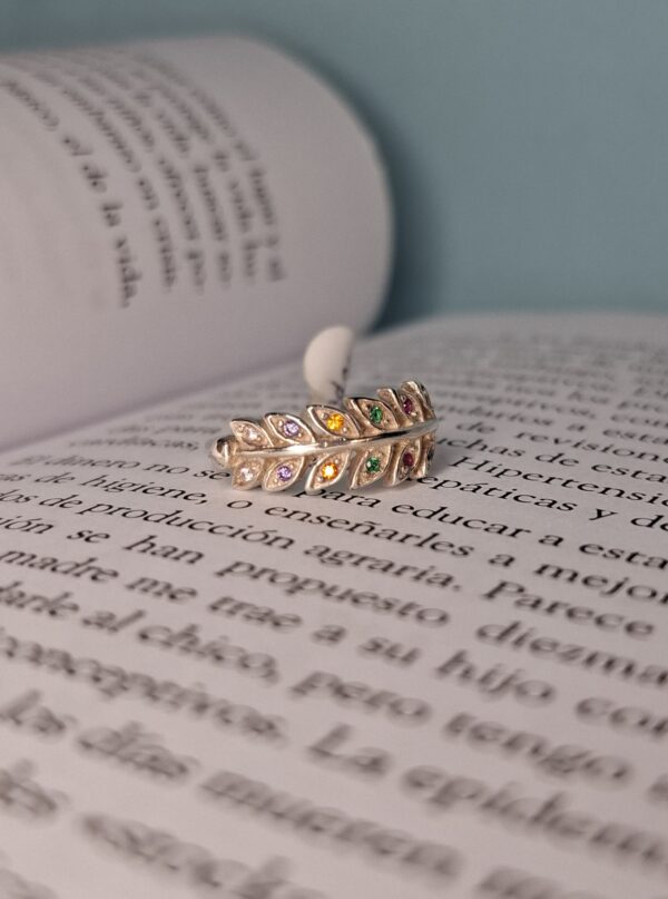 Anillo Hoja Cubic Multicolor