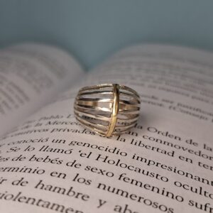 Anillo Plata y Oro Lineas