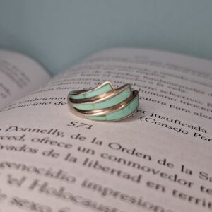 Anillo Nacar Verde x3 Lineas