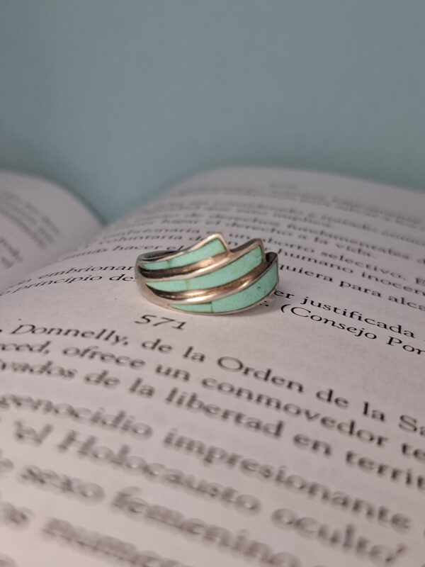 Anillo Nacar Verde x3 Lineas
