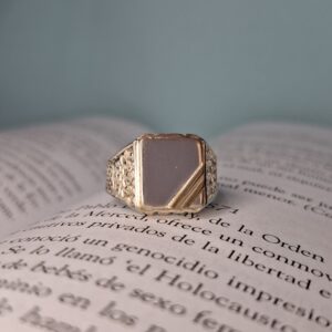 Anillo Plata y Oro Sello H