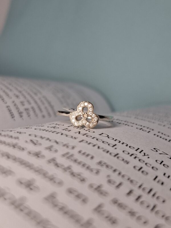 Anillo Cubic Simil Flor Tres Puntas 10847