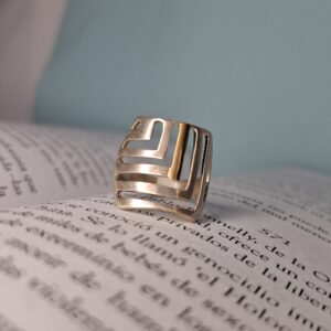 Anillo Plata y Oro Cuadrados Esquina