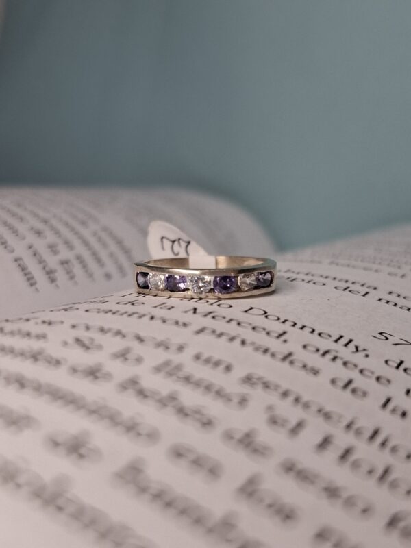 Anillo Cubic Lila-Blanco 13117