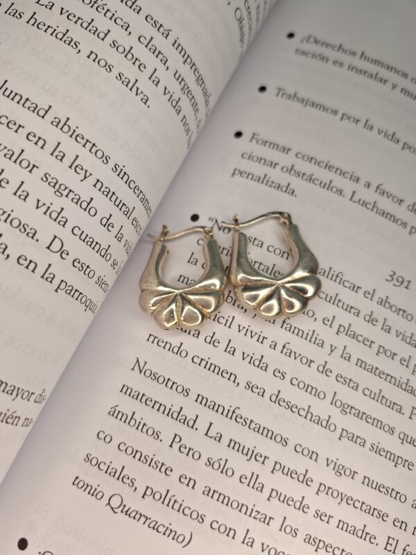 Aros Plata Inflada Media Flor