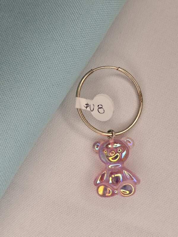 Aro Argolla Solitario Oso Gummi Rosa