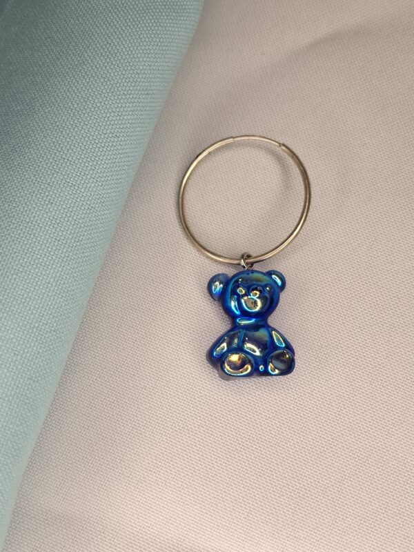 Aro Argolla Solitario Oso Gummi Azul