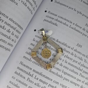 Dije Plata y Oro San Benito Colgante 13033