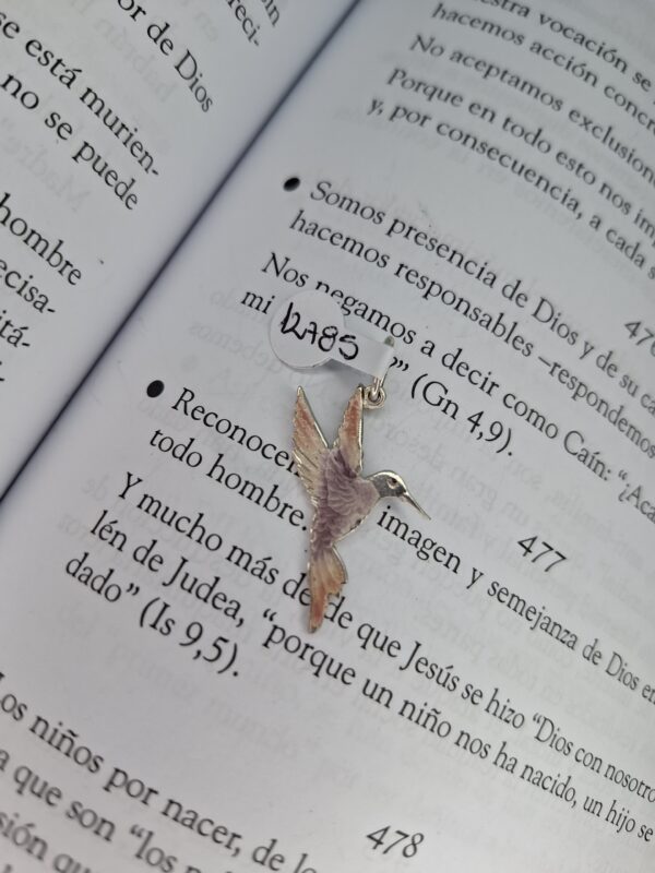 Dije Colibrí Esmaltado Rosa