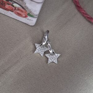 Aros Argolla Plata Rodinada Estrella Cubic