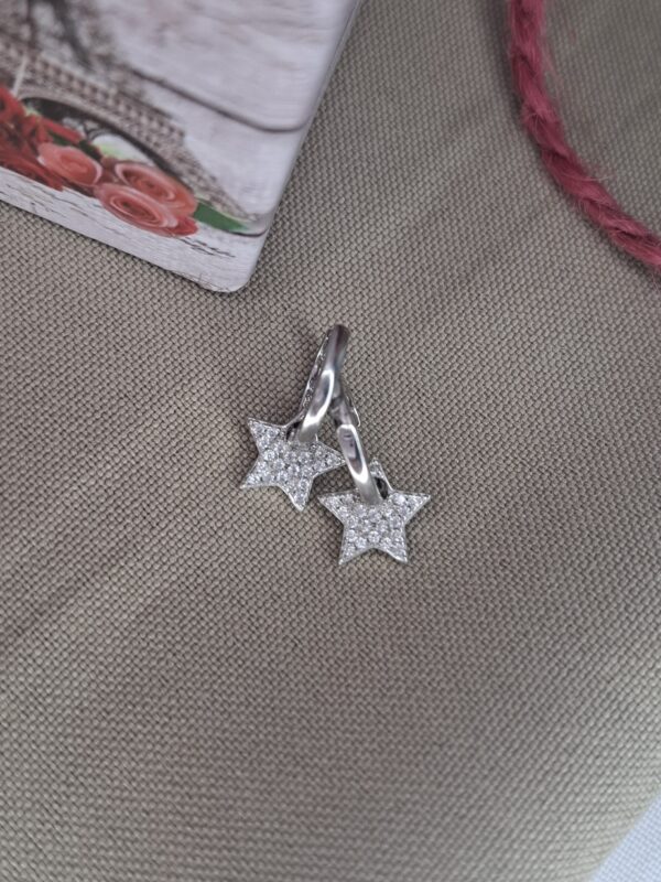 Aros Argolla Plata Rodinada Estrella Cubic