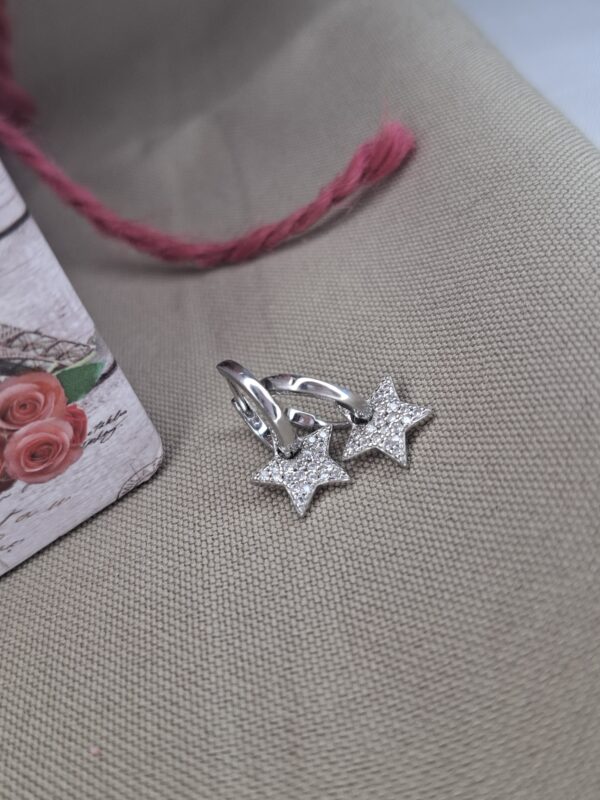 Aros Argolla Plata Rodinada Estrella Cubic - Image 2
