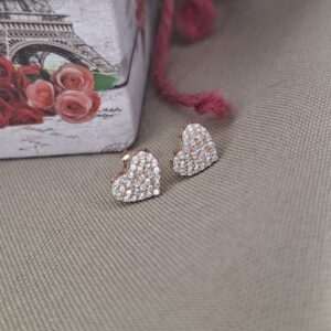 Aros Plata Rose Corazón Cubic 11071