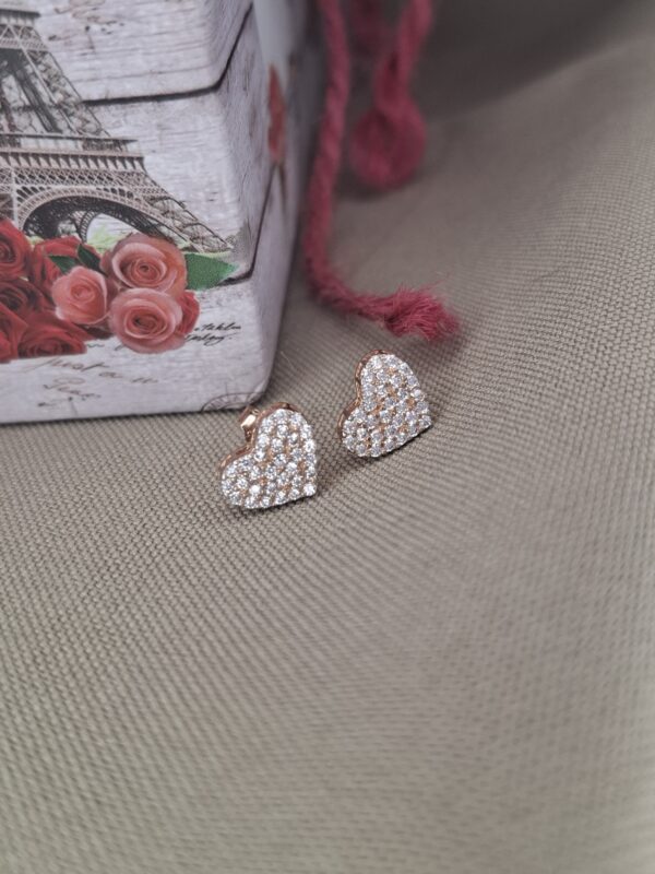 Aros Plata Rose Corazón Cubic 11071