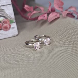 Aros Argolla Maciza Swarovsky Rosa 13794
