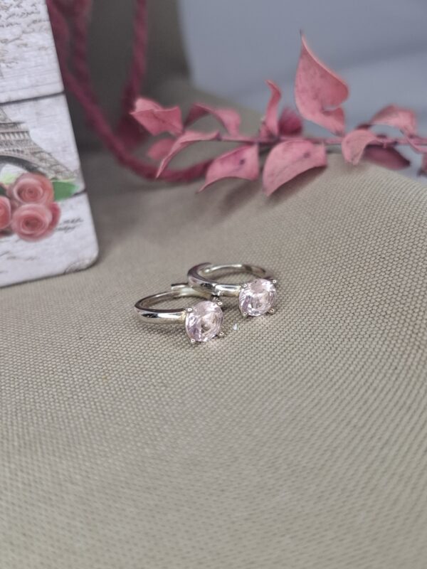 Aros Argolla Maciza Swarovsky Rosa 13794