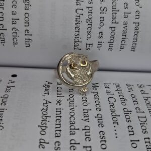 Anillo Plata y Oro Búho 9899