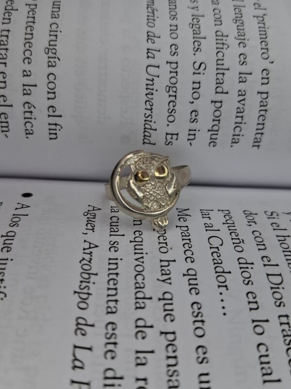 Anillo Plata y Oro Búho 9899