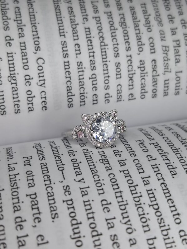 Anillo Plata Rodinada Gatito Cubic - Image 2