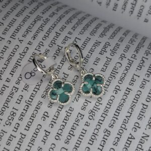Aros Colgante Acero Blanco Van Cleef Verde 0692