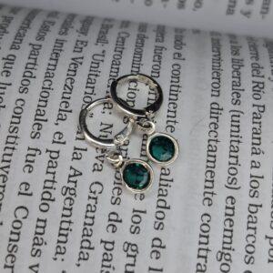 Aros Argolla Swarovsky Verde Esmeralda 14033