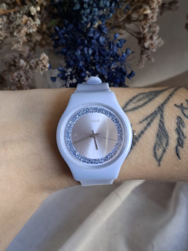 RELOJ CELESTE CON BRILLO 12551